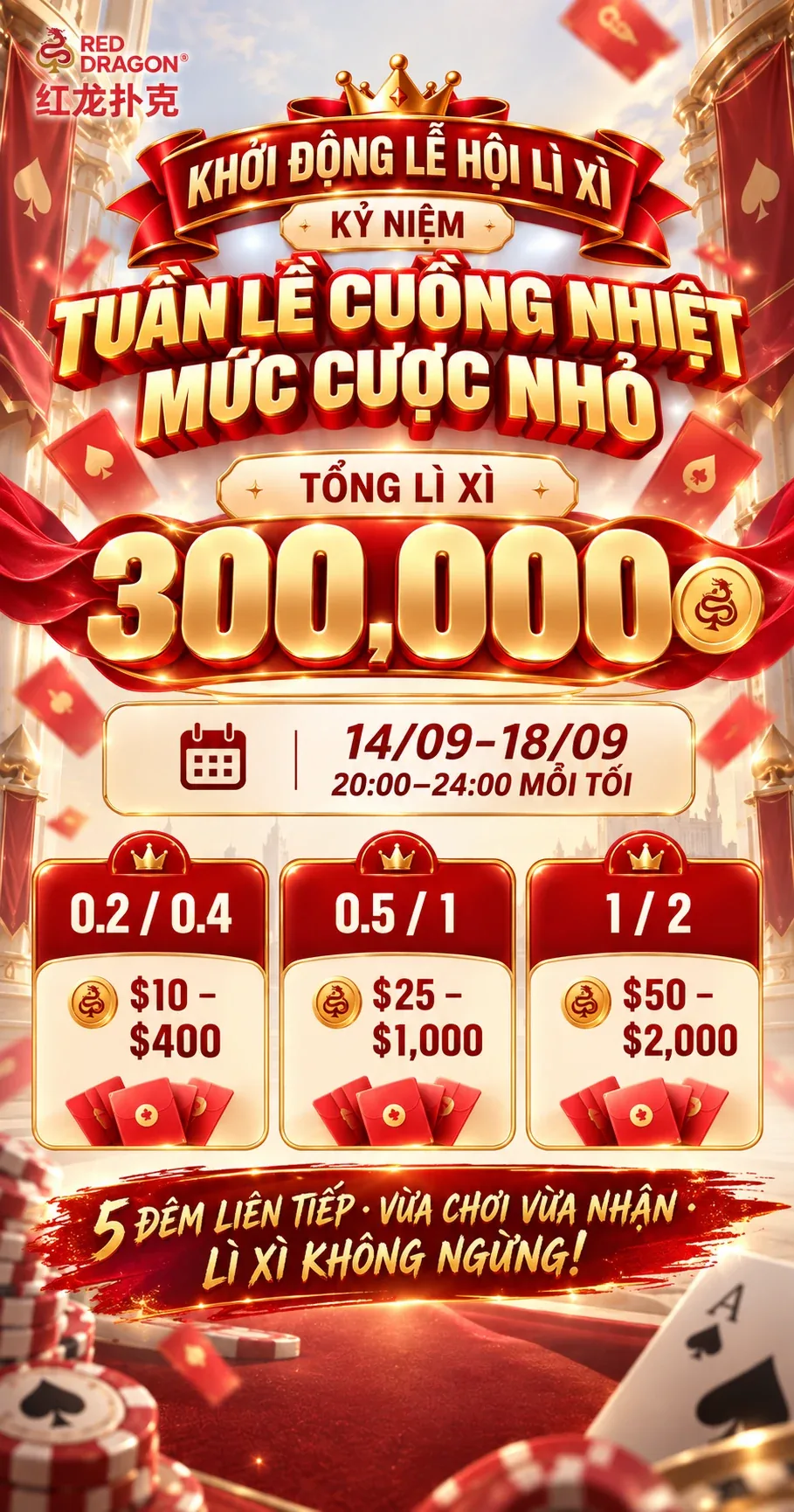 Poster Khởi động Lễ hội Lì xì Kỷ niệm - Tuần cuồng nhiệt mức cược nhỏ